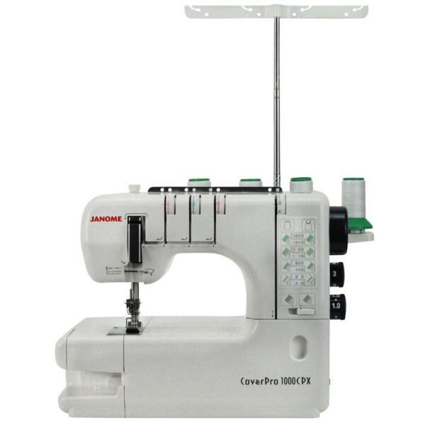 Janome CoverPro 1000CPX coverstitch machine with bright LED work lighting