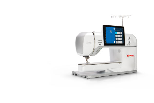 Bernina 990 sewing machine features and ratings nearby.