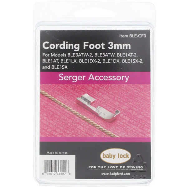 Improve your sewing Baby Lock 3mm Cording Foot special offer