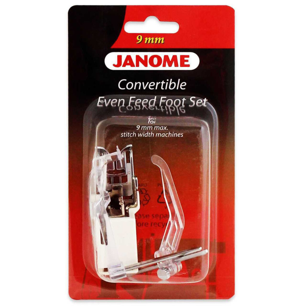 Janome Convertible Even Feed Foot Set 9mm for flawless feeding of quilting fabrics